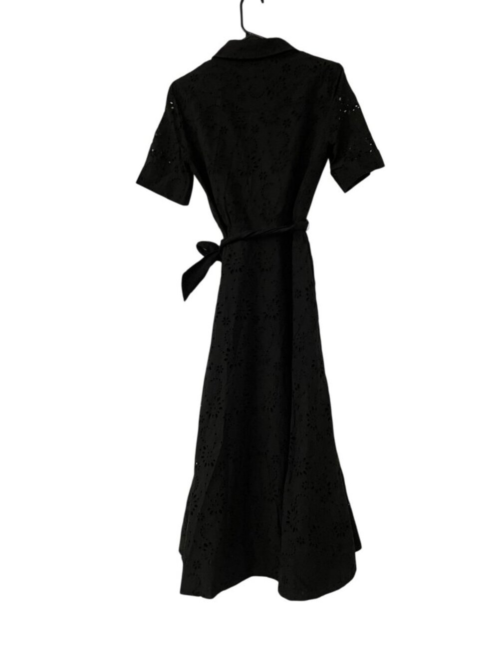 Zara ZW Womens Embroidered Shirt Dress XS Black eyelet belted 8223/087 NWT - Picture 5 of 15